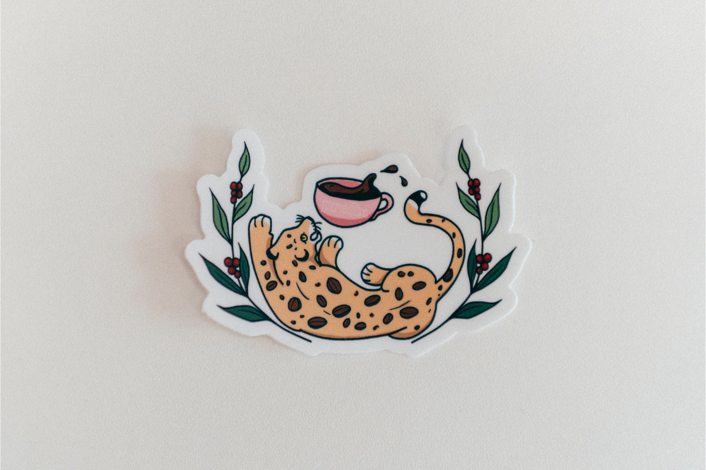 Coffee Leopard Sticker